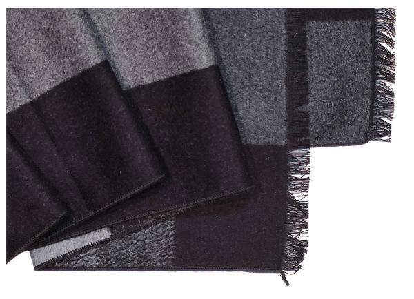 Scarf Shawl 100% Silk Flannel Patchwork Black Grey